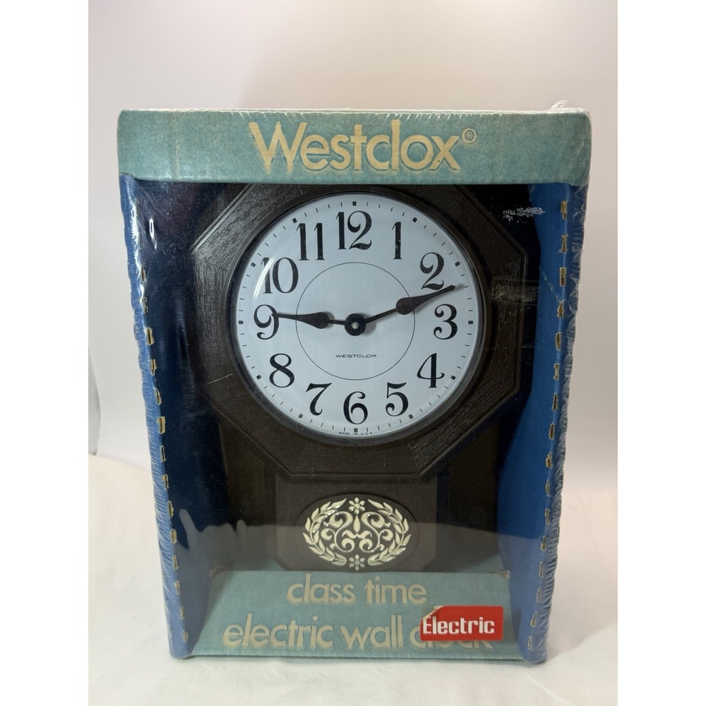Vintage 1970s Westclox Class Time Brown Case Electric Wall Clock #26261 USA